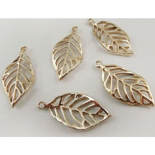 GraceAngie 30PCS Rose Golden Tone Alloy Natural Leisure Sports Style Beauty Feather Pendant Jewelry Charm Hot Sale Accessories