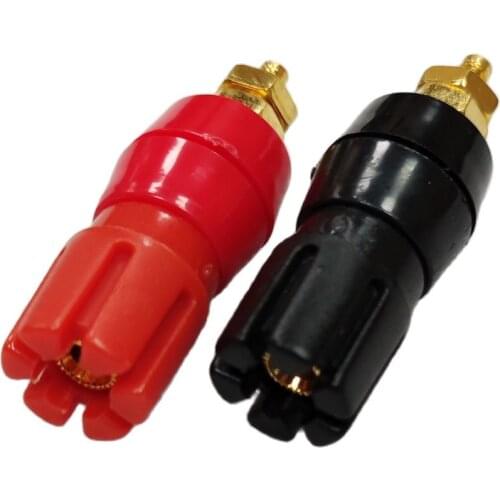 Red and black Gold-plated Audio power amplifier binding post 4mm Banana socket plum blossom terminal 2pcs/lot