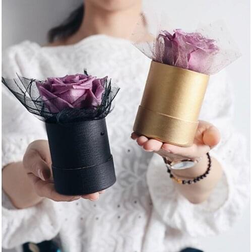 5pcsPaper Flower Arrangement Box With Lid Bucket Florist Bouquet Boxes Barrel Gift Packing for Valentines Day Wedding Party