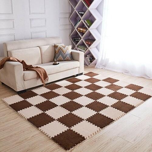 6Pcs/Set Fluffy Jigsaw Puzzle EVA Foam Rug Anti-Skid Bedroom Carpet Floor Mat LBShipping