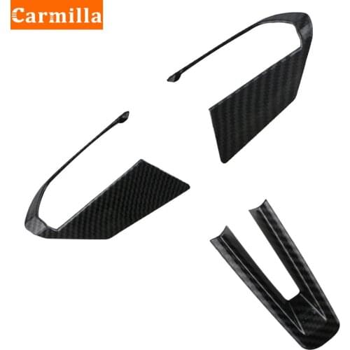 3Pcs/Set for Mazda 3 CX-30 2019 2020 2021 Accessories Carbon Fibre Car Steering Wheel Switch Button Panerl Frame Cover Trim