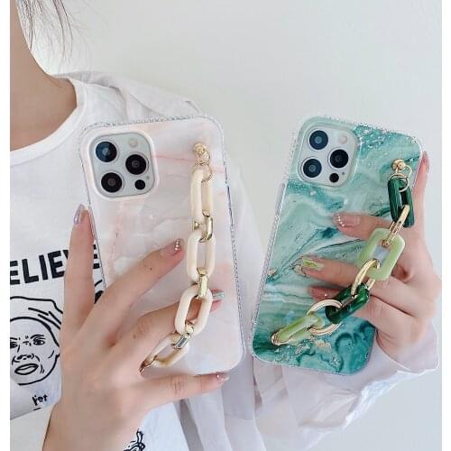 Tobebest Sands Marble Bracelet Phone Cases for iphone 12 Pro Max 11 pro X XS Max XR 7 8 Plus Chain Wrist Strap Soft Shell