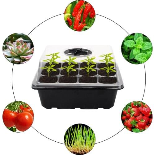 19x11x14 cm Nursery Pots Tray For Gardening Seedling Tray Sprout Plate With Transparent Lids Box Flower Pot Seeds 12-Cells