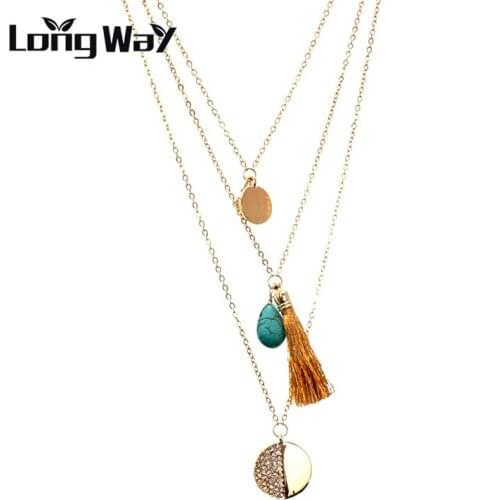 LongWay Fashion Necklace for women Multilayer Necklaces & Pendants Collares Choker Tessal Necklace Woman Jewelry SNE160058103