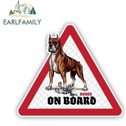 EARLFAMILY 12cm x 10.5cm Boxer Car Stickers Dog on board Decals Pet Dog Decal Dog Warning Sign Funny Stickers