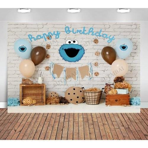 Happy Birthday Photography Backdrops Sesame Street Elmo World Party Bricks Wall Photo Background for Pictures Customize