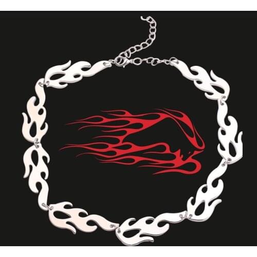 Harajuku Jewelry Flame Necklace Streetwear Accessories Choker Necklaces Concatena Rock Chain For Man Wholesale & Dropshipping