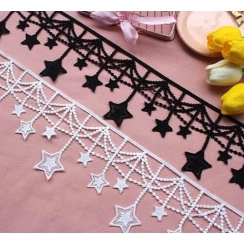 Exquisite Stars Tassel Milk Silk Water Soluble Embroidered Lace Costumes Clothes Skirt Stitching Curtains Home Accessories