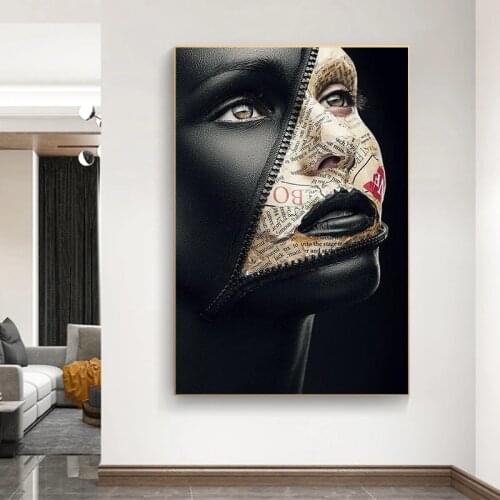 Creative Newspaper Cover Sexy Model Face Canvas Painting Posters and Prints Wall Art Pictures for Living Room Wall Decor Cuadros