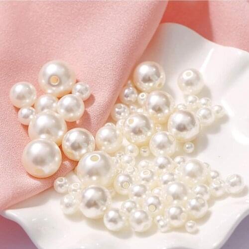 Round ABS Imitation Pearl Beads White Pearls for Crafts DIY Wedding Bracele Bouquet Decoration Jewelry Findings Accessories