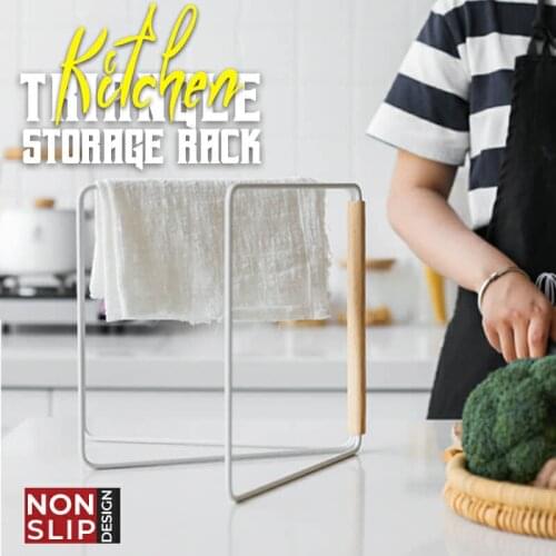 Kitchen Triangle Storage Rack Folding Storage Rack Multi-layer Wooden Floor-mounted Dish Cloth Drying Rack Hanger Dropshipping