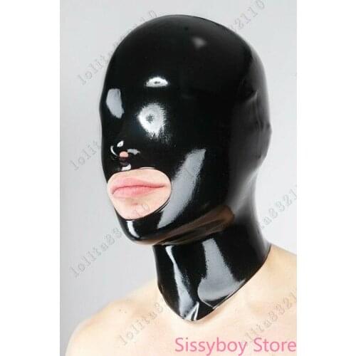 568 Latex Rubber Gummi Mask Hood customized catsuit costume mouth nose hole 4mm Supersoft Mask Fashion Funny