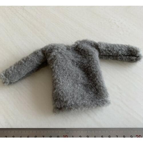 1/6 Scale Female Soldier Gray Plush Loose Long Sleeve Coat Model for 12"