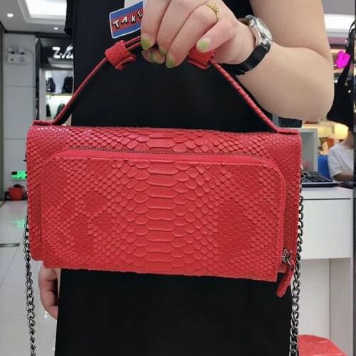 Fashion Large Women Clutch Bag Snake Leather Shoulder Bag Party Green Wallet Phone Bag High Quality