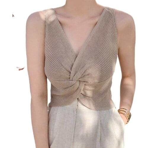 Fashion womens vest 2021 temperament design sense knitted camisole sexy short sleeveless two-sided wear crop top women