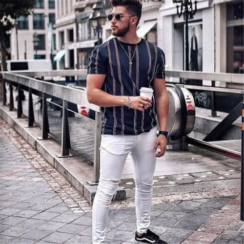 Men T-shirt 2021 New Arrival Summer Fashion T-Shirts Striped Shirts Short O-neck Top Blouse Men t-shirt Casual Short Sleeve