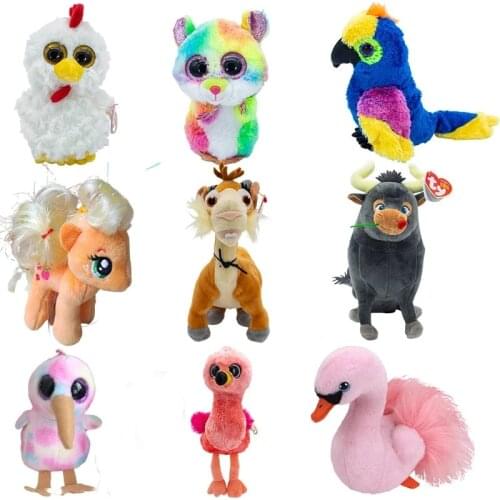 15cm Ty Stuffed Plush Toy Doll Big Eye Beanie Animals Cat Dog Owl Dragon Unicorn Slick Soft Plush Toys With Christmas Gifts