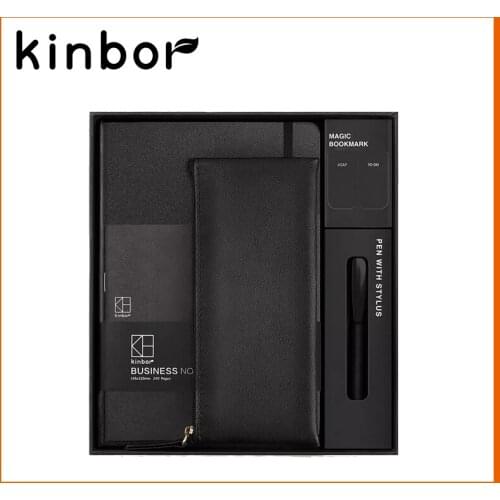 Youpin Kinbor Business Notebook Set Black A5 Ballpoint Pen Pencil Case Magnetic Bookmark PU leather Notebook