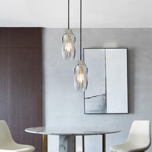 Nordic Copper Post Moderm Luxury Crystal Pendent Lamp Dining Room Bar Counter Pendent Lights Bedroom Bedside Lighting Fixtures