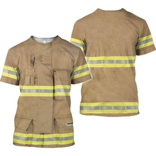 2019 New summer Fashion t shirt men 3D Printed Firefighter Suit Cosplay t-shirt Unisex Harajuku streetwear camiseta masculina