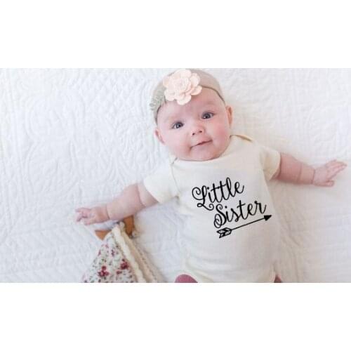 Newborn Infant Baby Girl Clothes LITTLE SISITER Letter Print Casual Bodysuit Short Sleeve O-neck Kid ToddlerJumpsuit