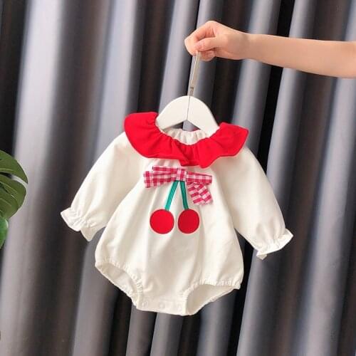 Autumn Ruffle Cotton Set Baby Romper Long Sleeve Cute Toddler Jumpsuit Girls Baby Romper NewbornBabys Ropa Kids Clothes BW50PF