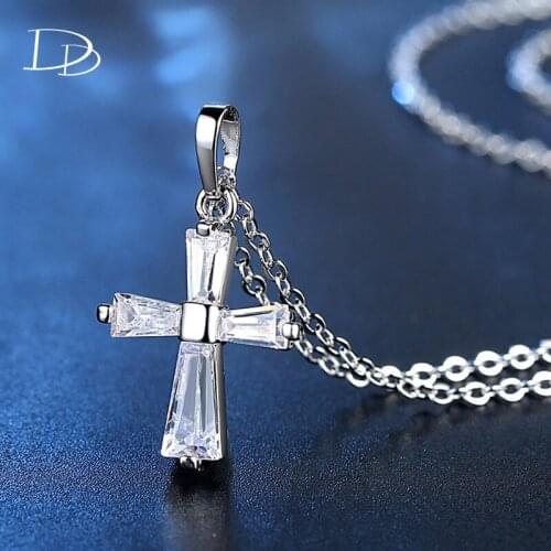 DODO Cross White/Rose Gold Color Necklace Necklace Pendants For Women Cubic Zirconia Neck Chain Choker Collar Mujer DDN306