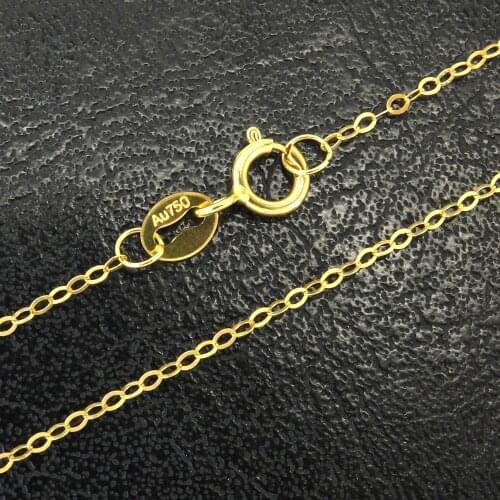 Fine Jewelry Genuine 18K Yellow Gold Necklace for Wedding Engagement Rolo Chain Engraved Au750 10" - 36" Inches (25cm - 90cm)