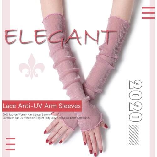 Sun Protection Sleeve Gloves Summer Fashion Lady Gauze Women Thin Long Fingerless Arm Sleeves Sunscreen Uv Breathable Mitten