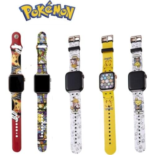Pokemon Pikachu Is Suitable for Apple Watch Strap 44 Mm 40 Mm 42 Mm 38 Mm Cartoon Strap Suitable for IWatch Series SE/6/5/4/3/2