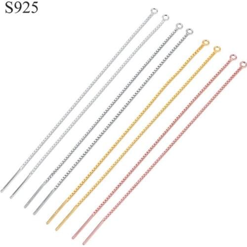 9cm Genuine Real Pure Solid 925 Sterling Silver Earring Line Thread Dangle Earrings Box Chain Jewelry Making Findings