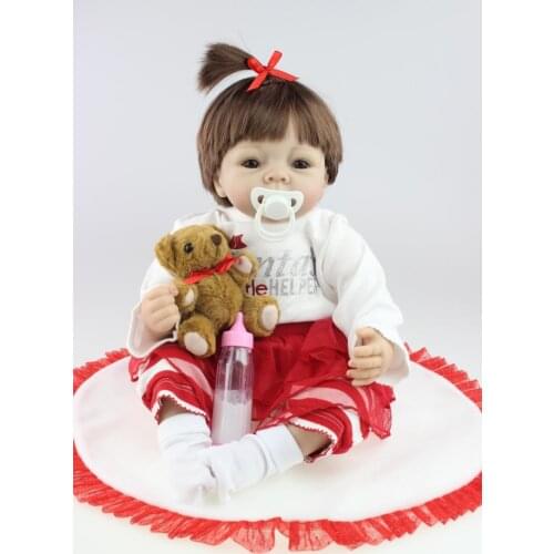 55cm 22inch silicone reborn baby doll toys with magnet pacifier newborn dolls play house plush toy for girl birthday gifts