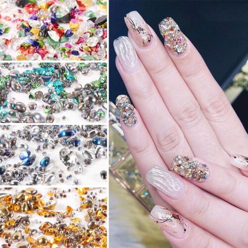 Mixed Colorful Nail Art Decorations 3D Crystal Rhinestones For Nails Crushed Gravel Chameleon Stone Beads Manicure Accessories