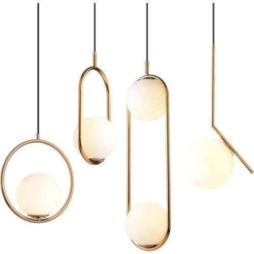 Nordic modern suspension ball glass pendant lights loft decor hanging lamp for living room bedroom kitchen led light fixtures