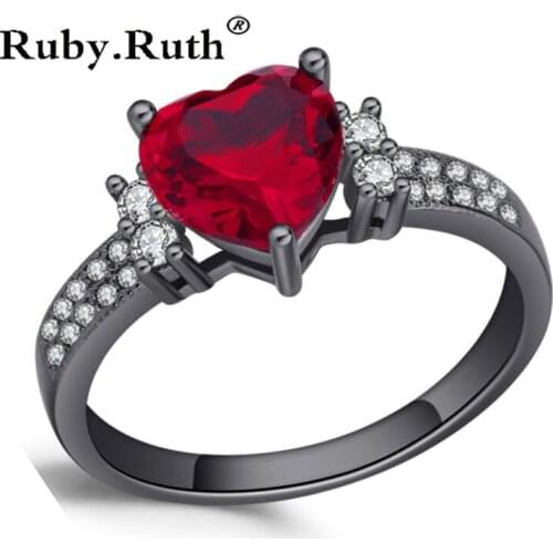 Heart Red Crystal Wedding Ring Gifts Jewelry Dropshipping