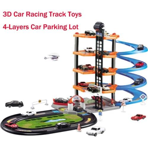 3D Racing Track Toys 4-Layers Car Parking lot Assemble Railway Rail Car Toys for Children Birthday Christmas Gifts