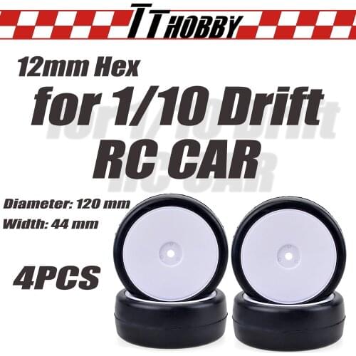 TTHOBBY 4PCS Rc Wheel Tire 1/10 Wheels Tires 120mm Monster Truck Wheels for 1/10 RC Car Traxxas Drift Tyre Race Tyre on Road Car