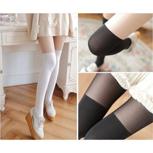 Japanese Kawaii Lolita Tights Girl Lace Pantyhose Dots Women Transparent Stockings White/Black B662