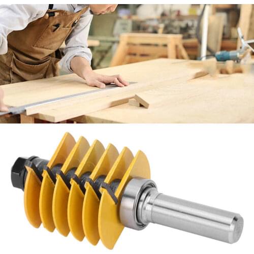 1pc 1/2in Shank Router Bit Tungsten Steel Finger Glue Joint Router Bit Woodworking Tool Yellow