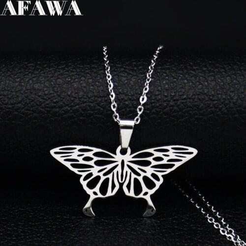 2021 Fashion Stainless Steel Necklaces for Women Butterfly Necklaces & Pendants Jewelry collar acero inoxidable mujer N19252