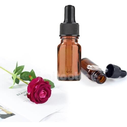 3pcs 10ml Empty Dropper Bottle Amber essential oil Glass Aromatherapy Liquid massage oil Pipette Refillable Bottles