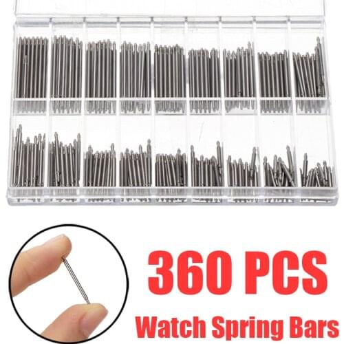 360pcs Stainless Steel Spring Bars 1.5mm Diameter Watch Pin Repair Tools & Kits Watch Strap Spring Bars Pins Watch Parts 8-25mm
