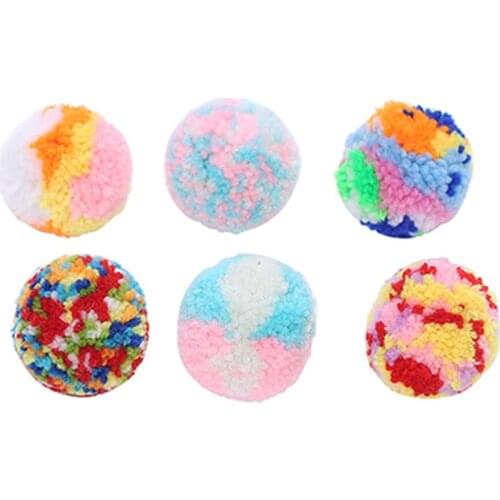 6Pcs Cat Favorite Toys Soft Colorful Fuzzy Fun Cat Pompom Balls Cat Toys Balls Cat Playing Toys Pom Pom Balls Pet Accessories