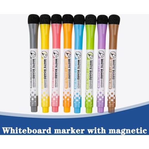 8Set School Board Markers Classroom Supplies Magnetic Erasable Whiteboard Pens Markers Dry Eraser Pages Childrens Drawing Pen
