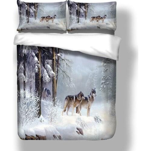 Aggcual Forest wolf series bedding set king size 100% Polyester home textile duvet cover set full size print bedroom be835