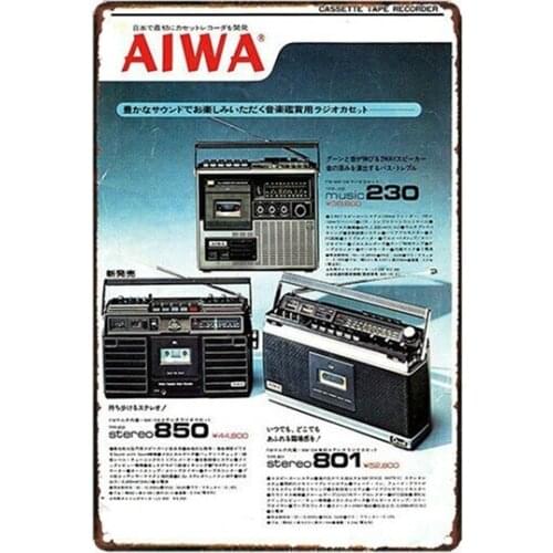 AIWA Cassette Player Metal Tin Sign Bar Pub Home Vintage Retro Poster Cafe Art