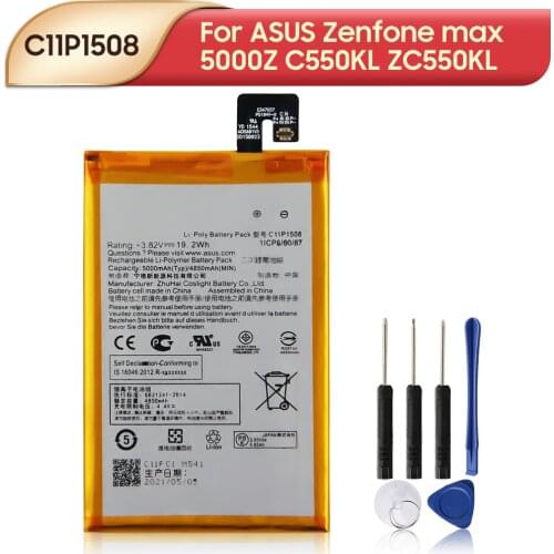 Original Replacement Battery C11P1508 For ASUS Zenfone max 5000Z C550KL ZC550KL Z010AD Z010DD Z010D Z010DA 5000mAh Phone Battery