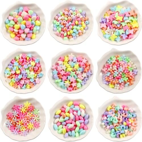 Mixed Candy Color Acrylic Bead Star Heart Butterfly Loose Beads for Jewelry Making DIY Bracelets Handmade Accessories 100PCS