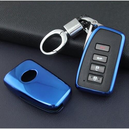 Smart Car Key Case Cover Fob Chain For Lexus IS250 IS300 ES250 ES300 ES350 NX200 NX300 RX350 RX450 LX570 LX450d GS350 GS450 Blue