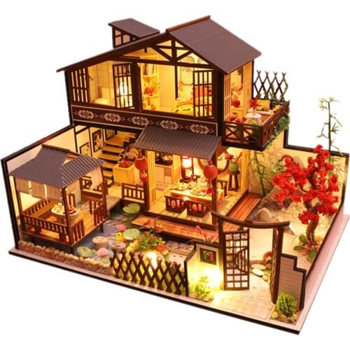 DIY Wooden Dolls House Handcraft Miniature Kit with Furniture, DIY Dollhouse Kit Plus Dust Proof Cover